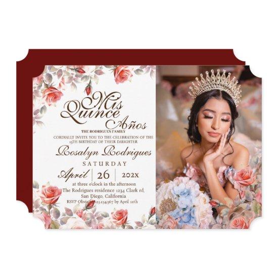 Elegant Chic Quinceanera Red Gold Photo