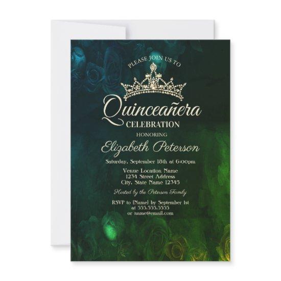 Elegant Chic Roses Gothic Quinceañera
