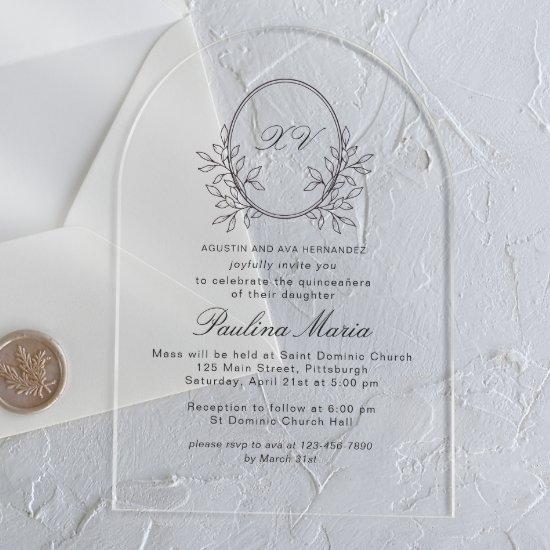 Elegant Crest Formal Quinceañera Acrylic