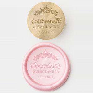 Elegant Crown Tiara Princess Name Quinceanera Wax Seal Stamp