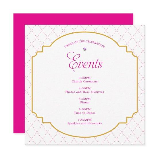 Elegant Crystal Pink Gold Pattern Party Program