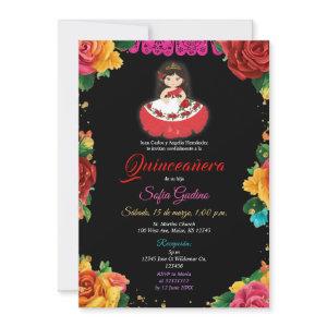 Elegant Cute Girl Colorful Flowers Quinceañera