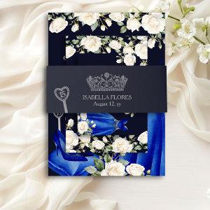 Elegant Dark Blue Quinceanera Tiara 15th Birthday  Belly Band