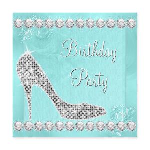 Elegant Diamond and Teal Blue Birthday Party