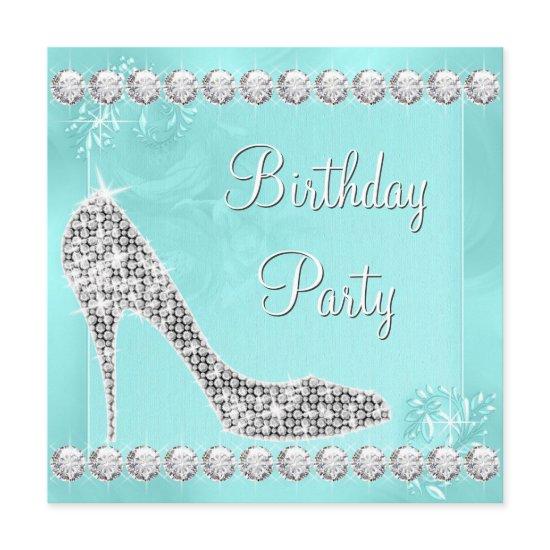 Elegant Diamond and Teal Blue Birthday Party