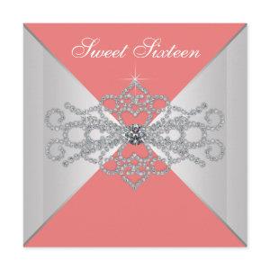 Elegant Diamonds Coral Sweet 16 Birthday Party