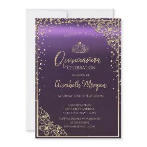 Elegant Diamonds Frame Purple Quinceañera