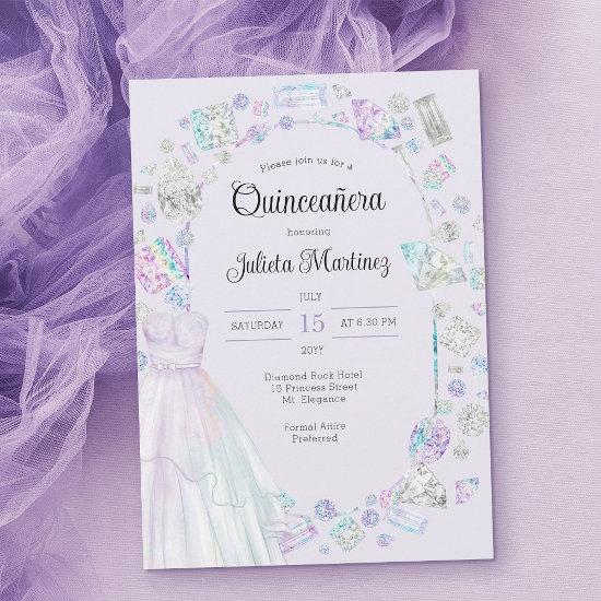 Elegant Diamonds Princess Gown Lilac Quinceanera