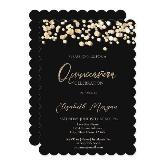 Elegant Dots, Confetti Black Quinceañera
