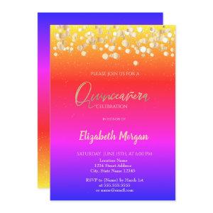 Elegant Dots, Confetti Colorful Ombre Quinceañera