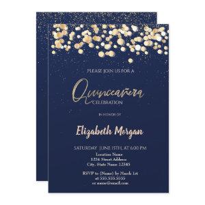 Elegant Dots, Confetti Navy Blue Quinceañera