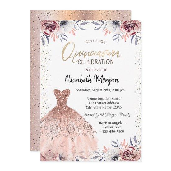Elegant Dress,Confetti Roses Quinceañera