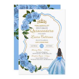Elegant Dress Quinceanera Light Blue Roses Invitat