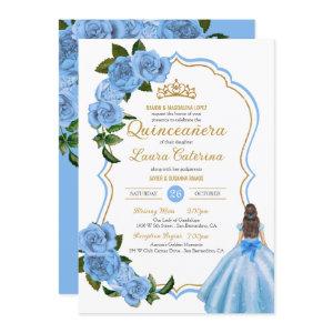 Elegant Dress Quinceanera Light Blue Roses