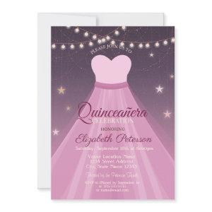Elegant Dress, String Lights Quinceañera