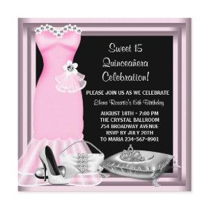 Elegant Dress Tiara Pink Quinceanera