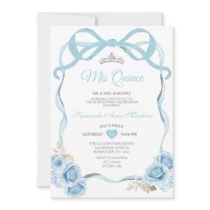 Elegant Dusty Blue Floral Butterfly Mis Quince
