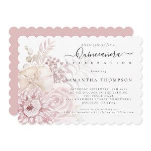 Elegant Dusty Pink Florals Quinceañera