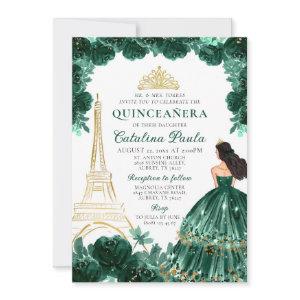 Elegant Emerald Green Gold Tiara Paris Quinceañera