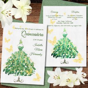 Elegant Emerald Green & Golden Quinceañera