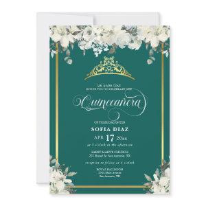 Elegant Emerald Green Photo QR Code Quinceañera