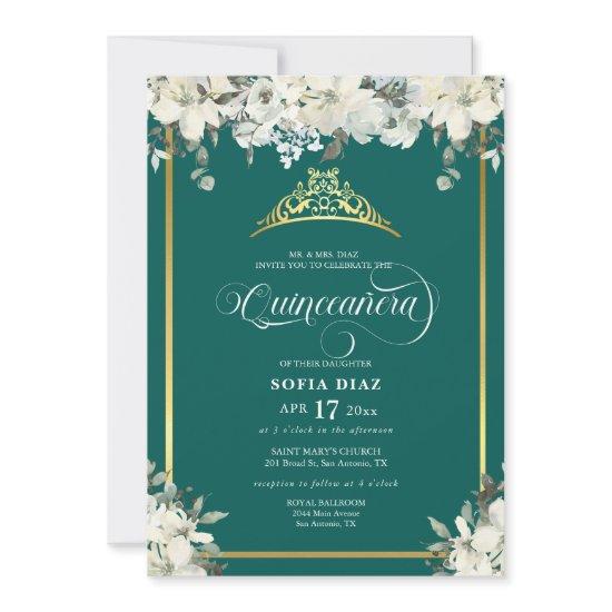 Elegant Emerald Green Photo QR Code Quinceañera