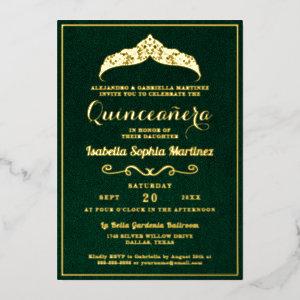 Elegant Emerald Green Quinceañera 15th Birthday Foil