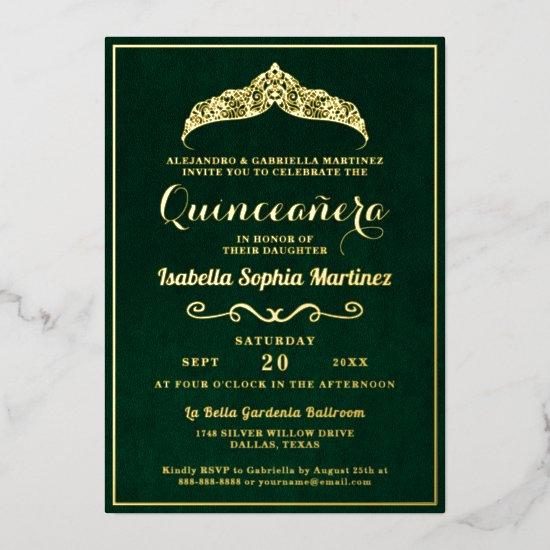 Elegant Emerald Green Quinceañera 15th Birthday Foil