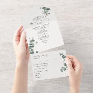 Elegant Eucalyptus Traditional Wording Quinceañera All In One