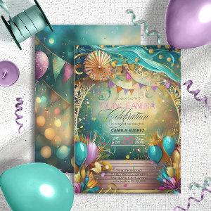Elegant Fiesta Quinceanera Lavender/Teal ID1029