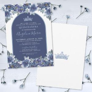 Elegant Floral Blue Quinceanera Birthday