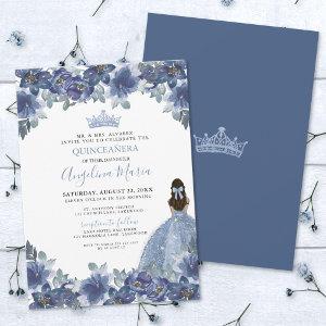 Elegant Floral Blue Quinceanera