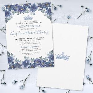 Elegant Floral Blue Quinceanera