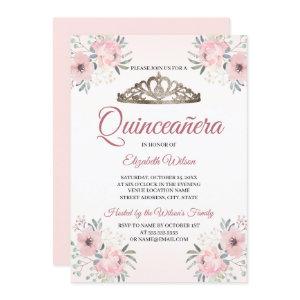 Elegant Floral Blush Pink Quinceanera