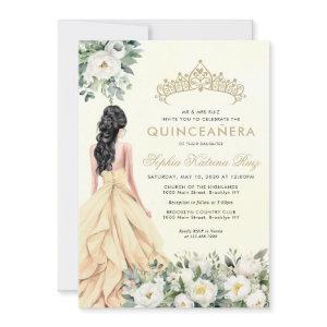 Elegant Floral Botanical Gold Princess Quinceañera
