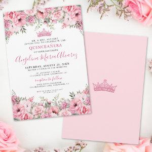 Elegant Floral Pink Quinceanera