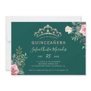 Elegant floral princess tiara green Quinceanera