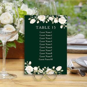 Elegant Floral Rose Dark Green Table Seating Chart