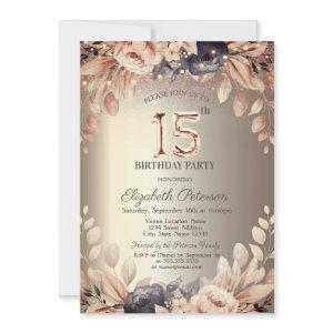 Elegant Floral,String Lights 15th Birthday