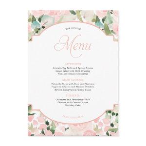 Elegant Floral Watercolor Blush Pink Party Menu