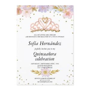 Elegant Floral with Tiara Quinceañera