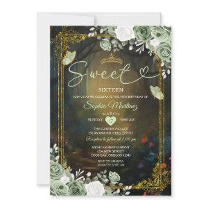 Elegant Forest Sage Green Princess Quinceañera