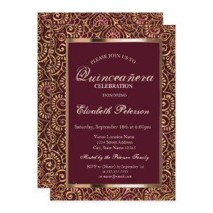 Elegant Frame Confetti Gold Mandala Quinceañera
