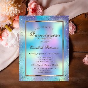 Elegant Frame Confetti Holographic  Quinceañera