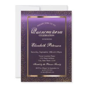 Elegant Frame Confetti Purple Quinceañera