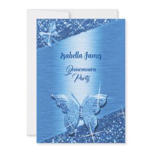 elegant glitter blue foil sparkle chic Butterfly