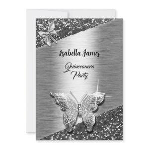 elegant glitter foil sparkle chic silver Butterfly
