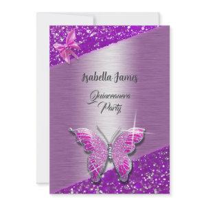 elegant glitter foil sparkle purple Butterfly