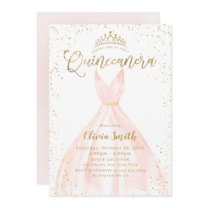 Elegant glitter gold & pink Cinderella Quinceañera