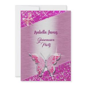 elegant glitter pink foil sparkle Butterfly classy
